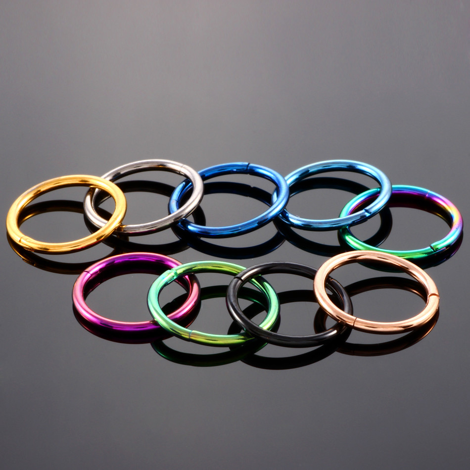 Titanium Hinged Segment Nose Ring 16g&14g Nipple Clicker Ear Cartilage Tragus Helix Lip Piercing Unisex Fashion Jewelry