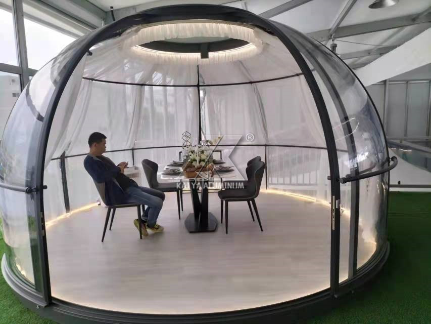 5m Round Large Aluminum Profiles Frame Clear PC Board For Pool Dome Tent