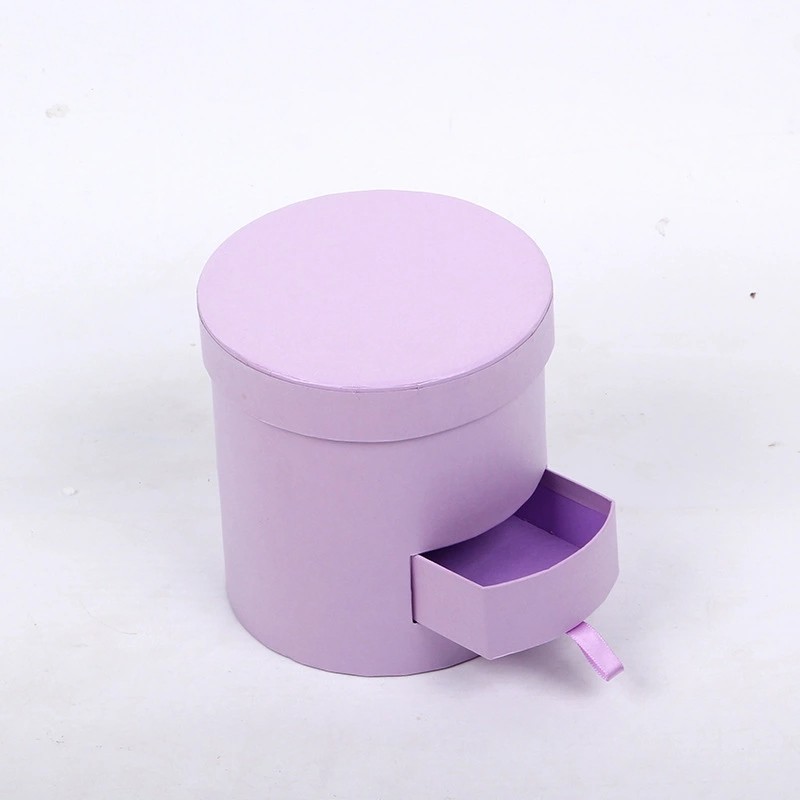 Round cardboard box popular kraft paper flower box with drawer