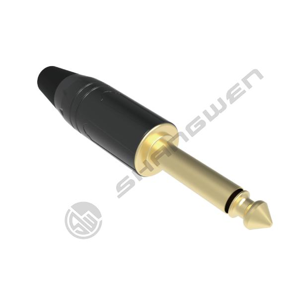 Metal 6.35 mm Jack Plug Through Hole Audio Jack Connector 2 Contact Jack Connector 6.35 mm Cable Mount Stereo Plug 2 Pole