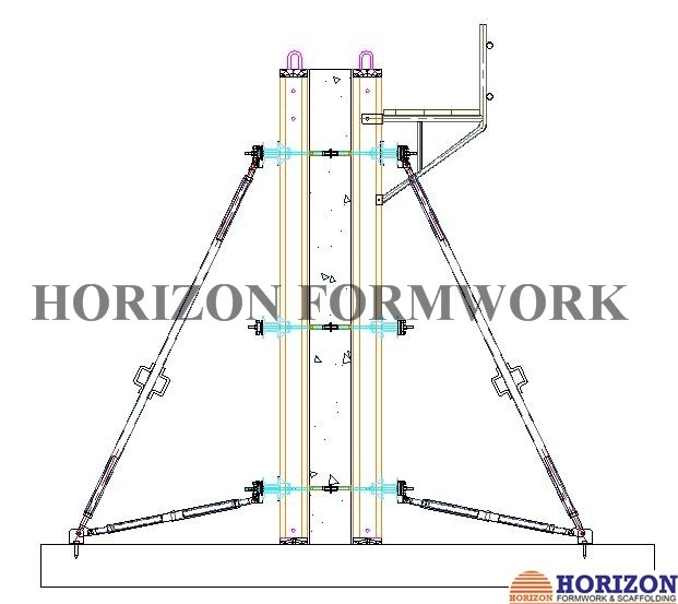 Adjustable Wall Formwork Systems Panel Strut , Flexible Concrete Formwork Secure