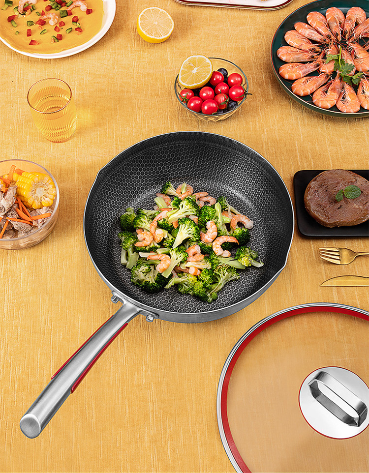Factory Direct Sale Silver Triply Stainless Steel Induction Cooker Fry Pan Nonstick Frying Pans