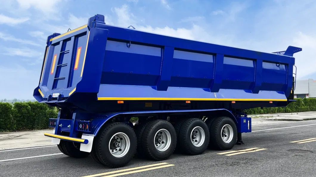 CIMC 4 axles 22/24/26/28/30 ft high strength and durable steel HYVA cylinder offer swift unloading end dump truck semi trailer
