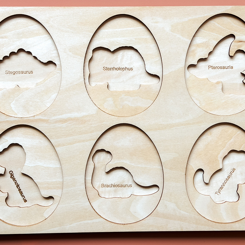 Montessori Toy wooden Mushroom Growth Cycle Puzzle &Wooden Dinosaur Puzzle