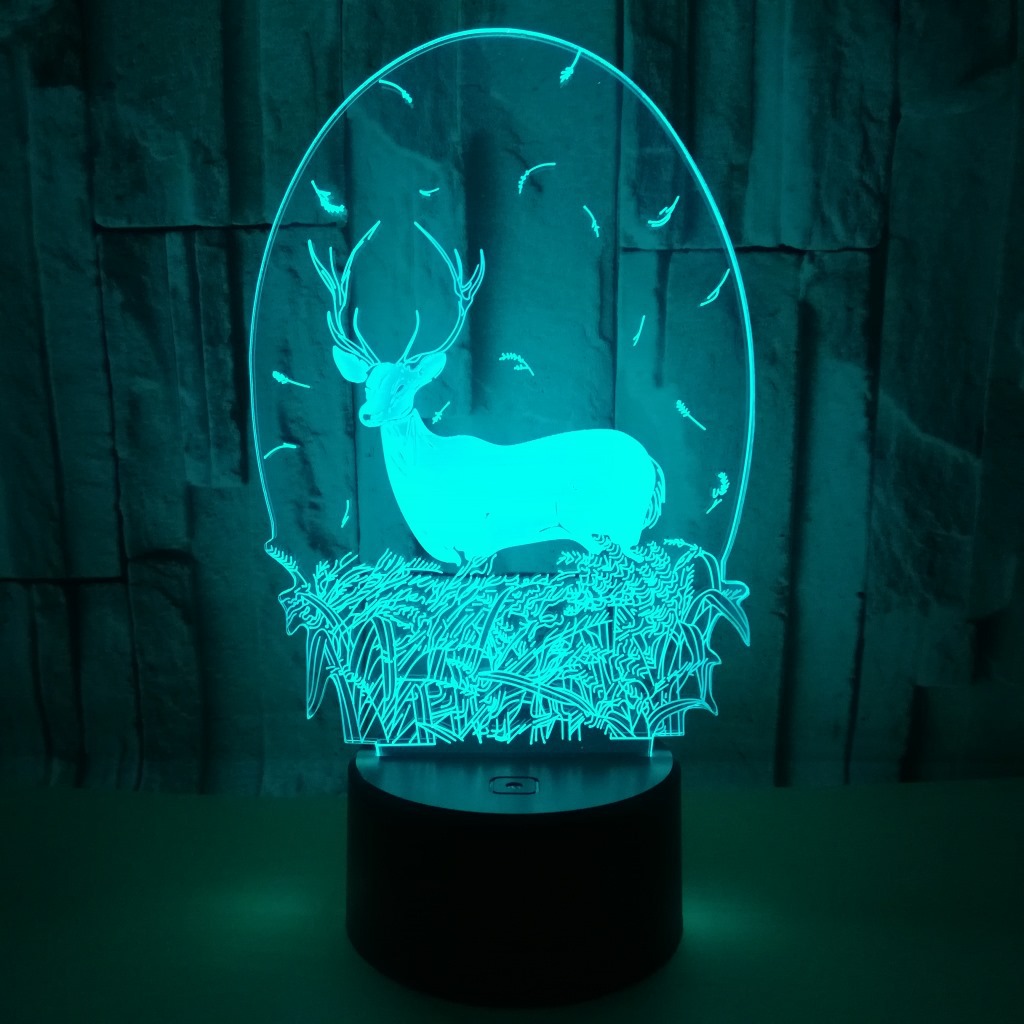 Foreign trade hot sale deer moon 3D night lights LED visual decoration atmosphere gift table lamp