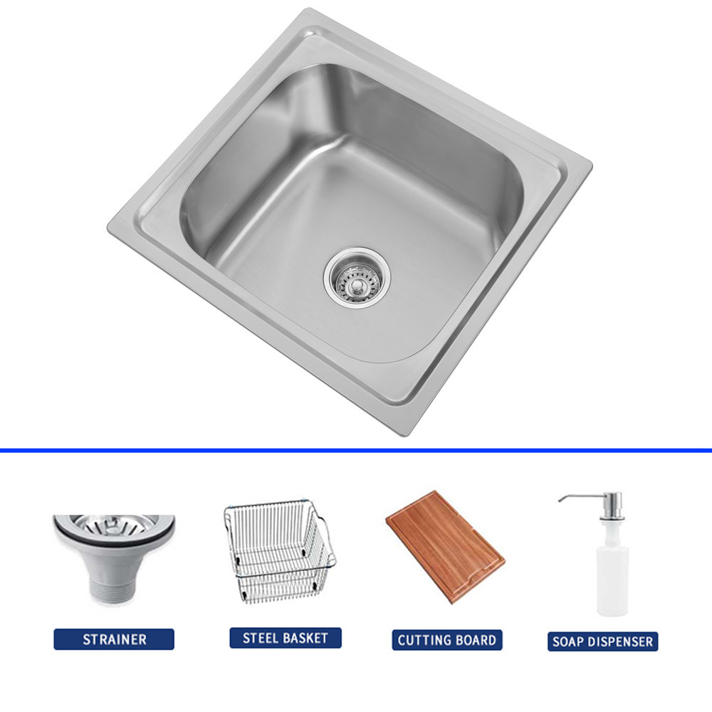 Customize Stainless Steel Single Bowl Sink With Drainer / Basket