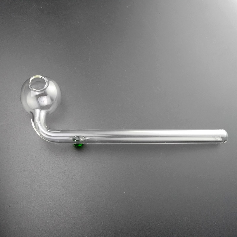 14cm Curved Glass Smoking Pipe With Different Colored Glass Balancer 2mm Thick