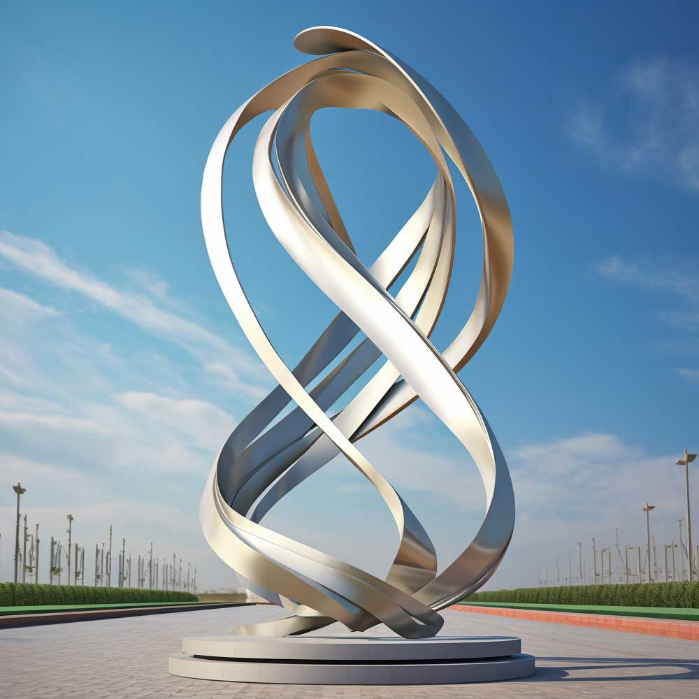 Decoration Natural Corrosion Weathering Steel And Stainless Steel Circle Sculpture