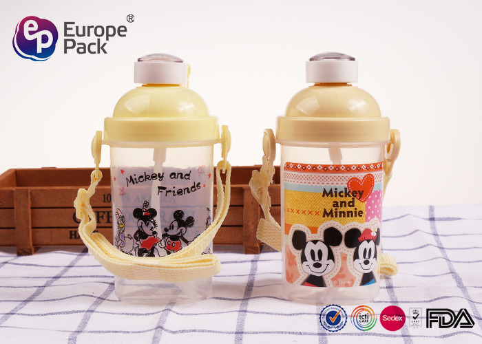 Food Grade Safe Reusable Kids Plastic Water Bottles With Straw 270Ml