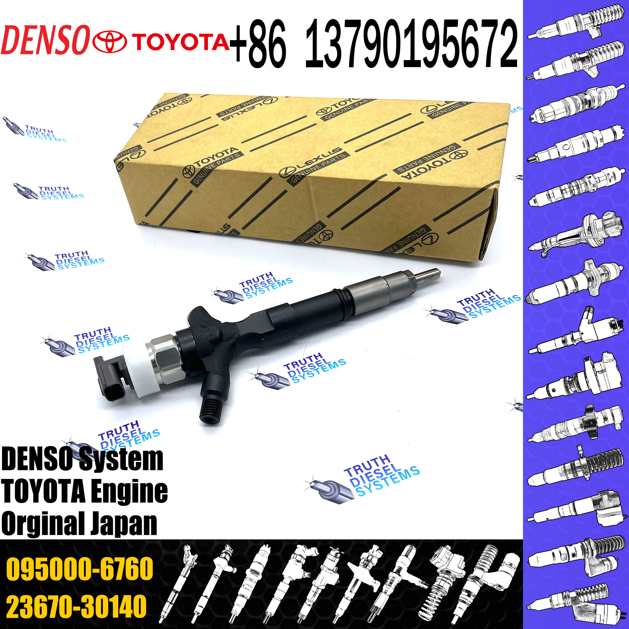 Nine Diesel Injector 095000-6760 23670-30140 Injector 095000-6760
