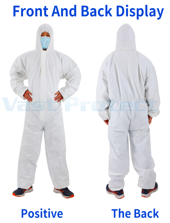 Cat 3 III Type 5 6 Disposable Overalls With Elastic Wrists And Ankles Non Woven SMS