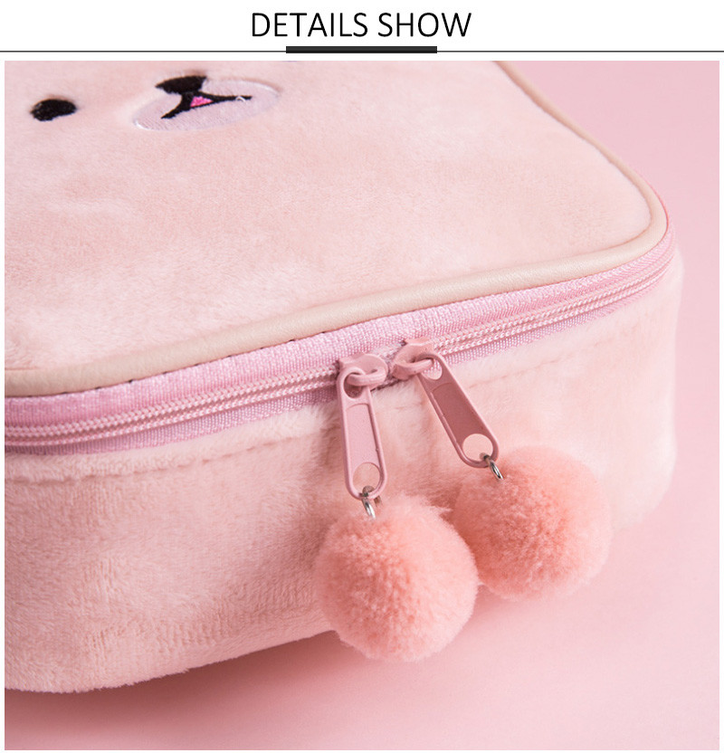 Portable Zipper Clutch Coin Purse Cute Plush Pouch Bag For Girl