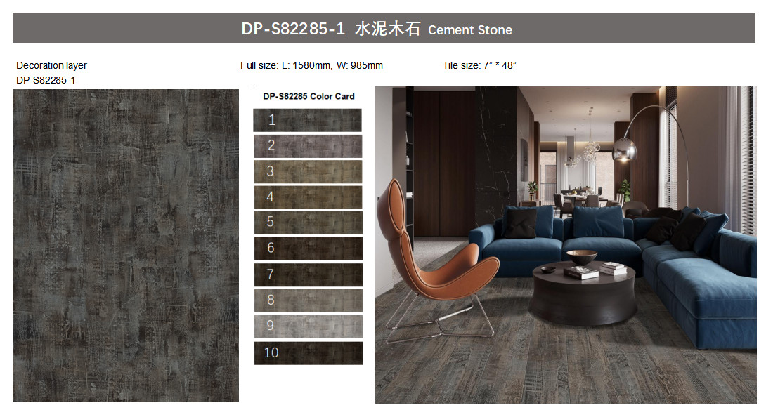 Cement Stone Pattern Vinyl Flooring 4mm 5mm Unilin Click GKBM DP-S82285 Green
