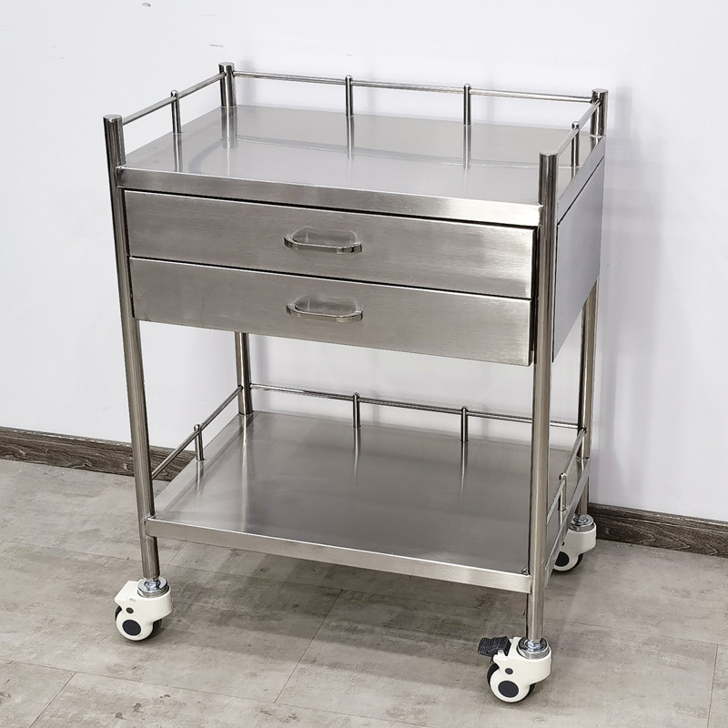 Heavy Duty Stainless Steel Medical Cart With Locking Drawers Clinical Grade Storage Trolley