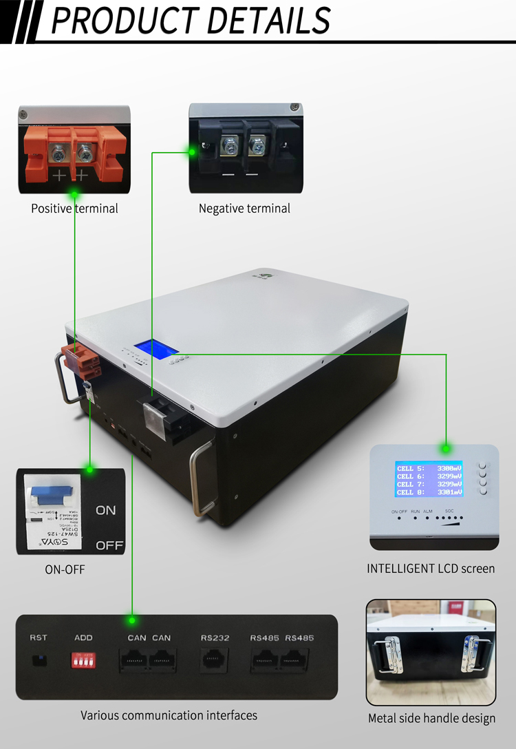 Off Grid Solar PV 100ah Lithium Battery Pack 48V Lifepo4 IP20