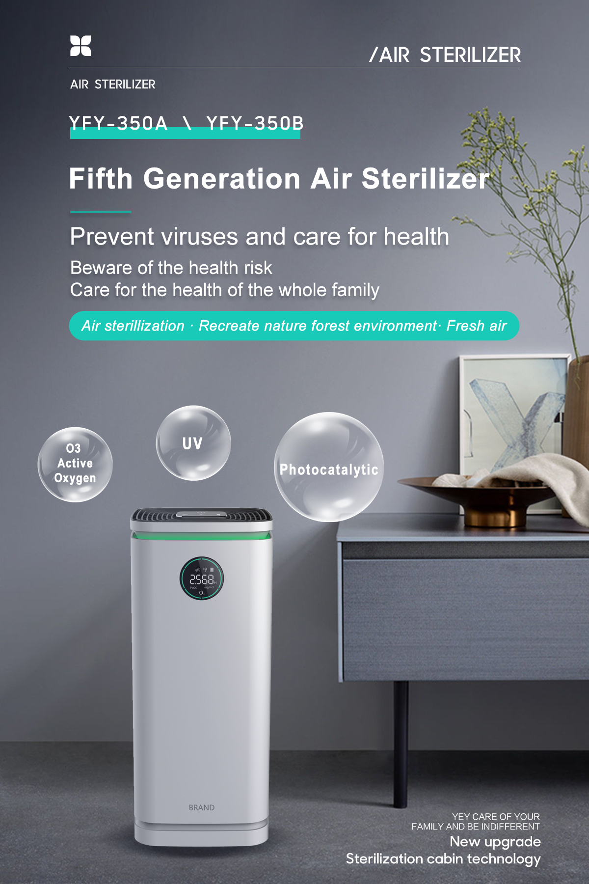Homefish OEM Luftreiniger Purificador De Aire Uvc Household Tuya Smart H13 Hepa Filter Air Purifier Wifi Air Purifier
