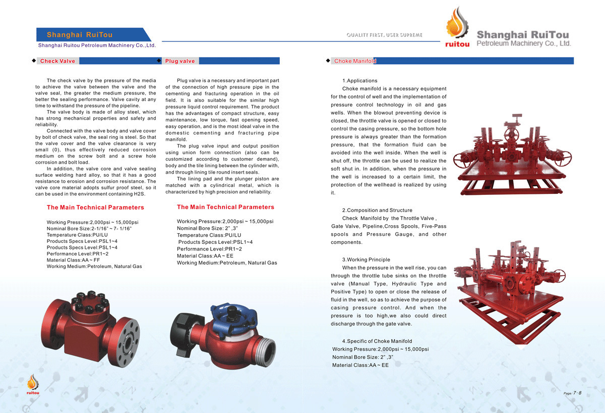 Oilfield High Pressure Plug Valve, API 6A 2" 1502 Wellhead Plug Valve/Plug Valve Repair Kits