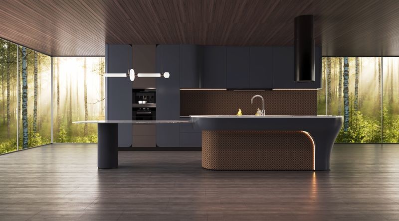 Modern Rouge Red Stainless Steel Kitchen Cabinet With Solid SS Countertop