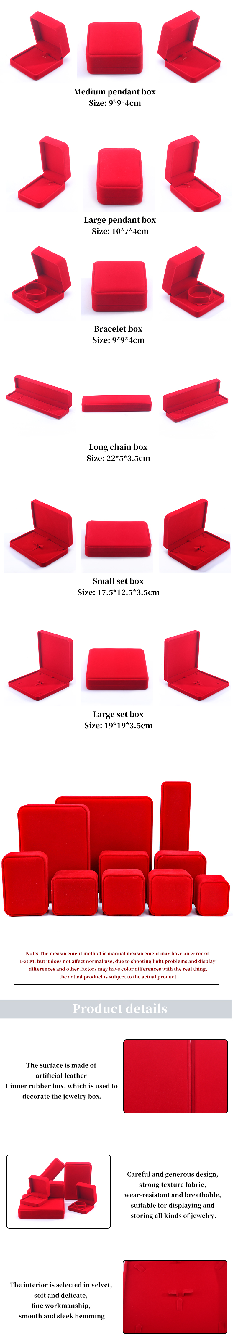 Custom Logo Red Velvet Jewelry Box for Stud Earrings and Necklace
