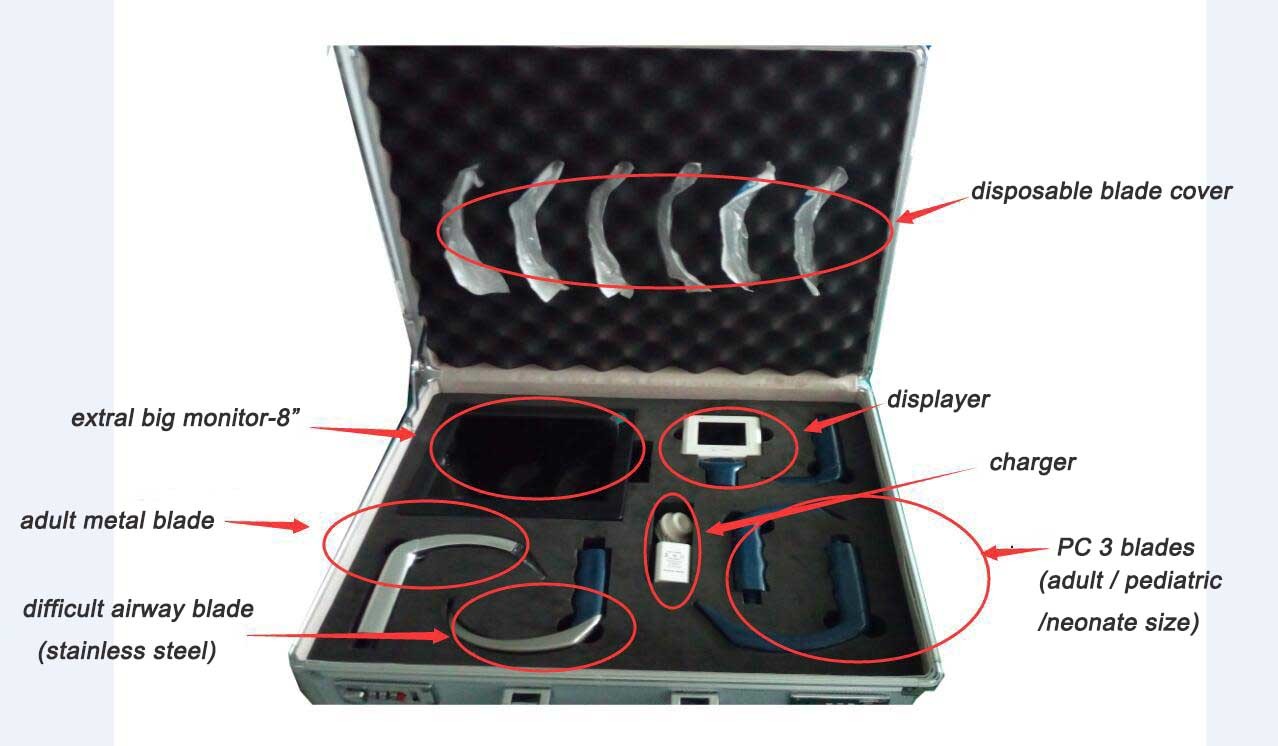 Miller Blade VS Mac Portable Video Laryngoscope Fiber Optic Sizes For Adults