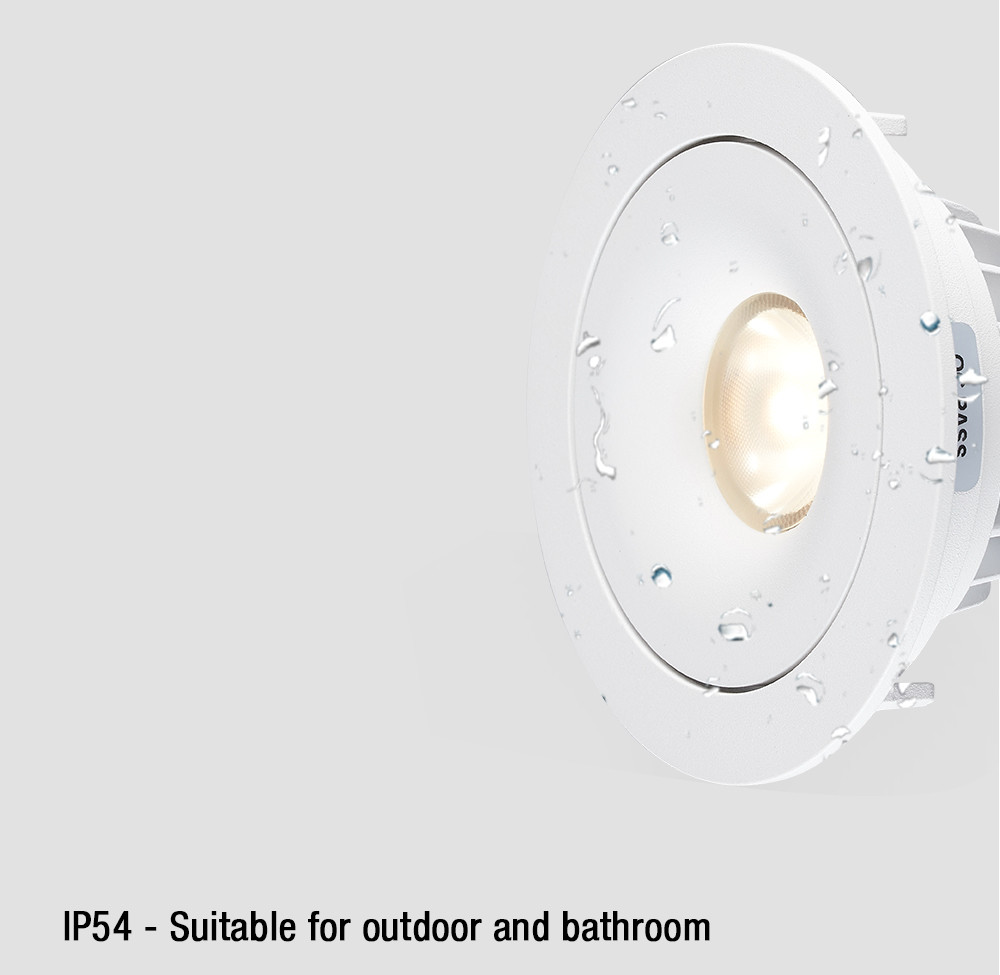9W Aluminum COB Dimmable LED Downlights Tiltable IP54 Cutout 83mm