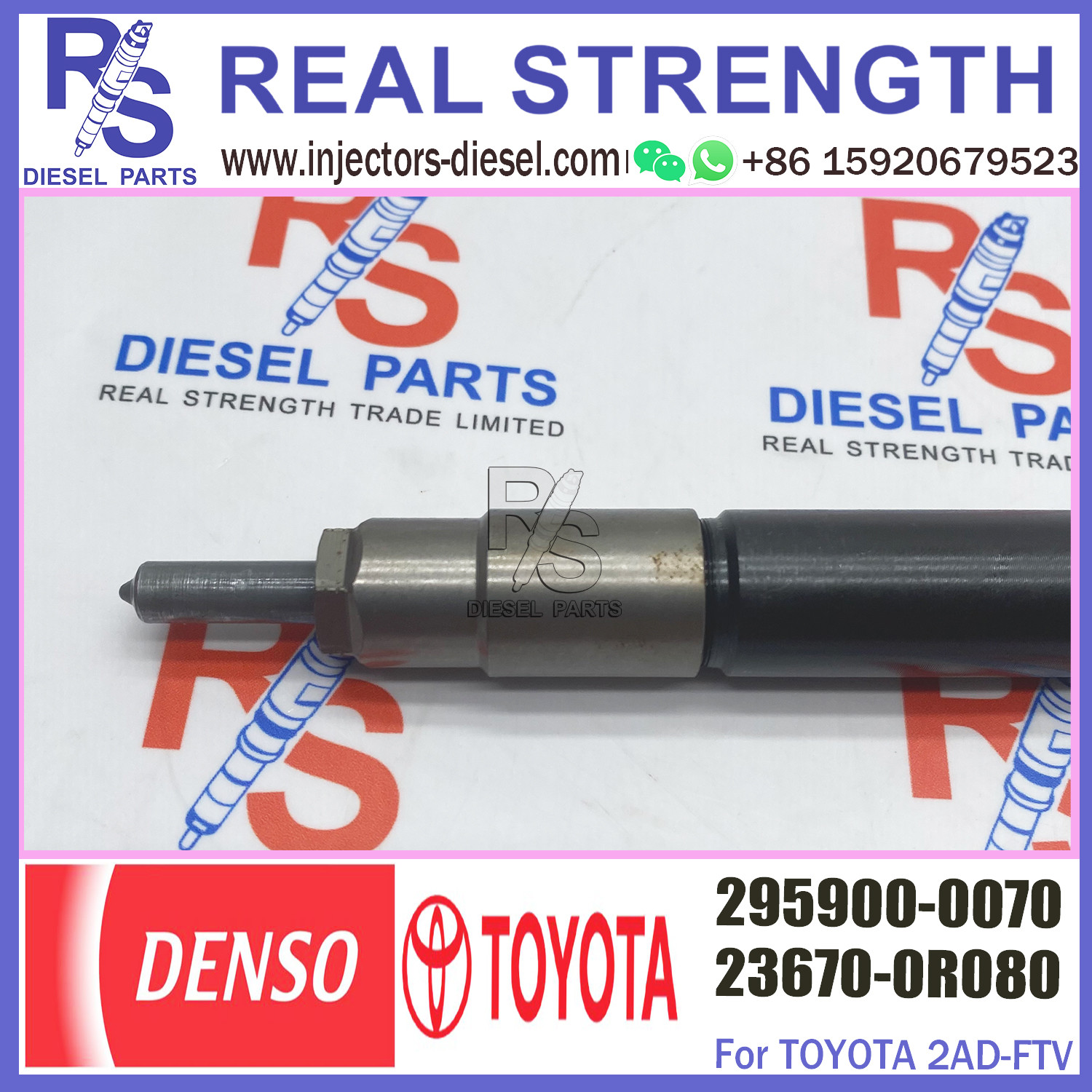 Diesel Fuel Common Rail Fuel Injector 23670-0R080 295900-0070 Fuel Injection Nozzle For Toyota 2AD
