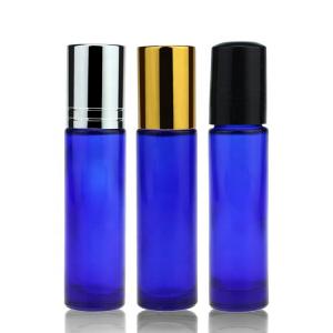 China Blue OEM Perfume Oil Roll On Bottles Screw Cap 10ml Roller Ball Bottle on sale