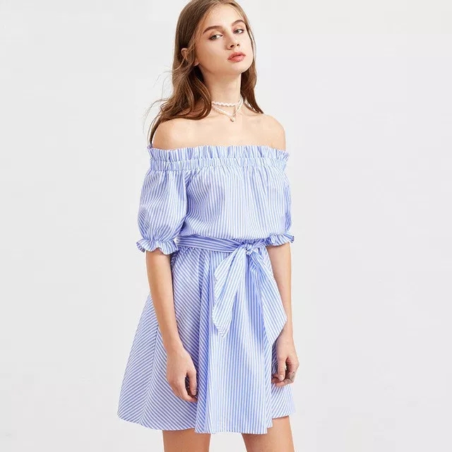 High Quality Comfortable Sexy Ladies Women Off The Shoulder Casual Dresses