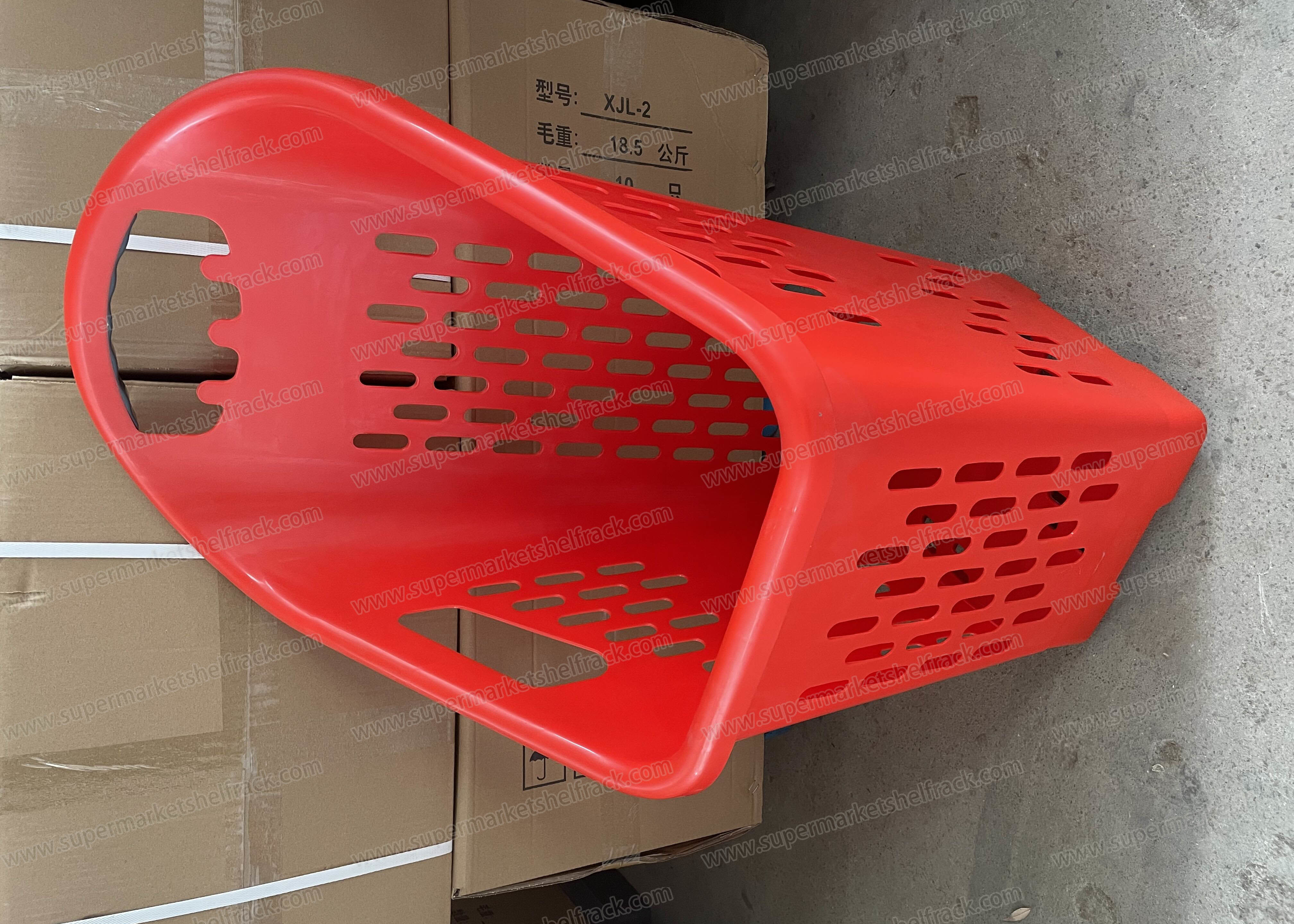 510MM 60LTR Red Mini Shopping Grocery Pickup Market Basket With Handles Four Wheels