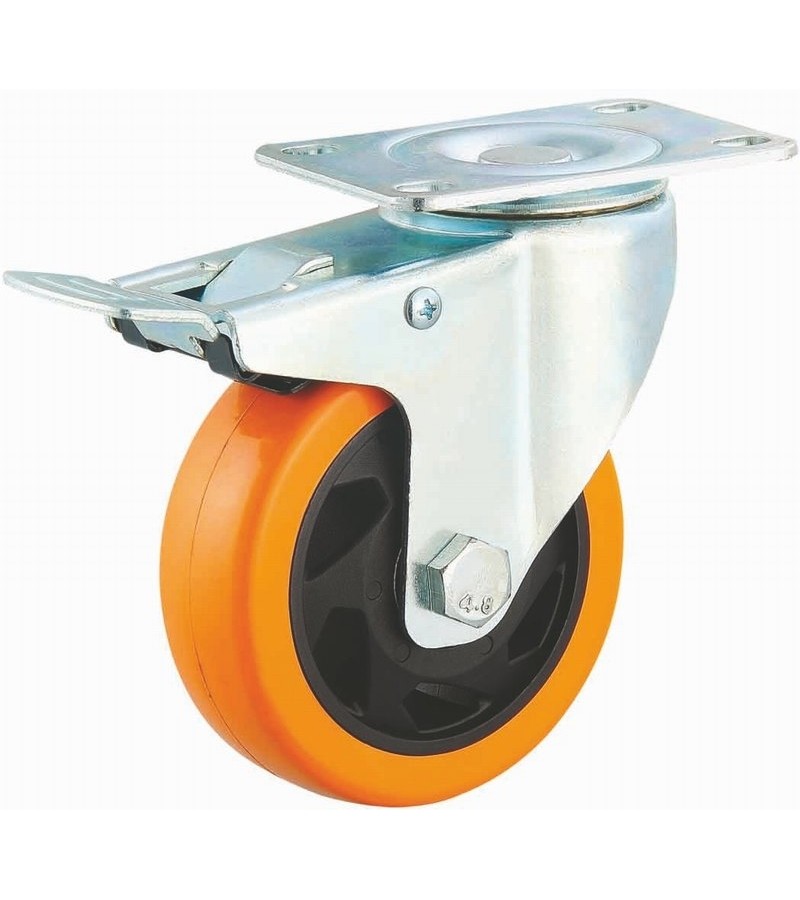 3 inch locking wheels polyurethane casters zinc coated steel