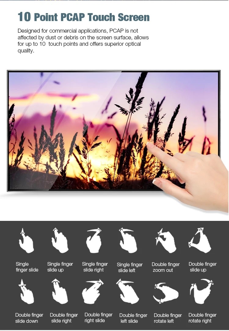 16:9 Large Interactive Touch Screen Computer Kiosk 21.5 32 43 55 65 Inch