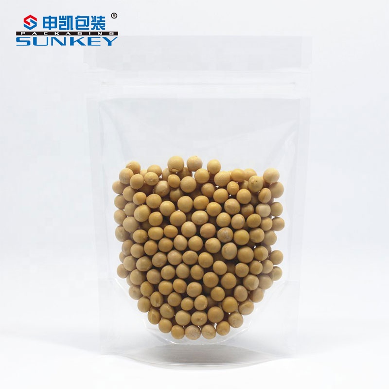 Logo Printed PE Transparent Laminated Packaging Bags Reseal Stand Up Pouch With Zipper