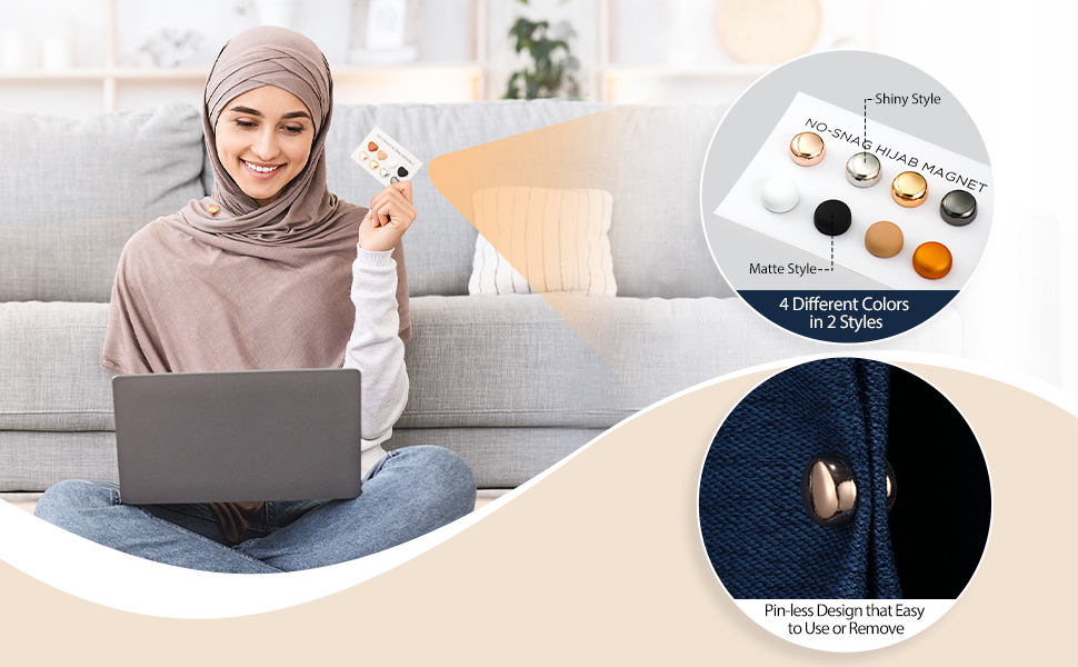 Strong No-Snag Hijab Magnet Pins Multi- Magnetic Pins Pot / Cup Shape Axial Orientation