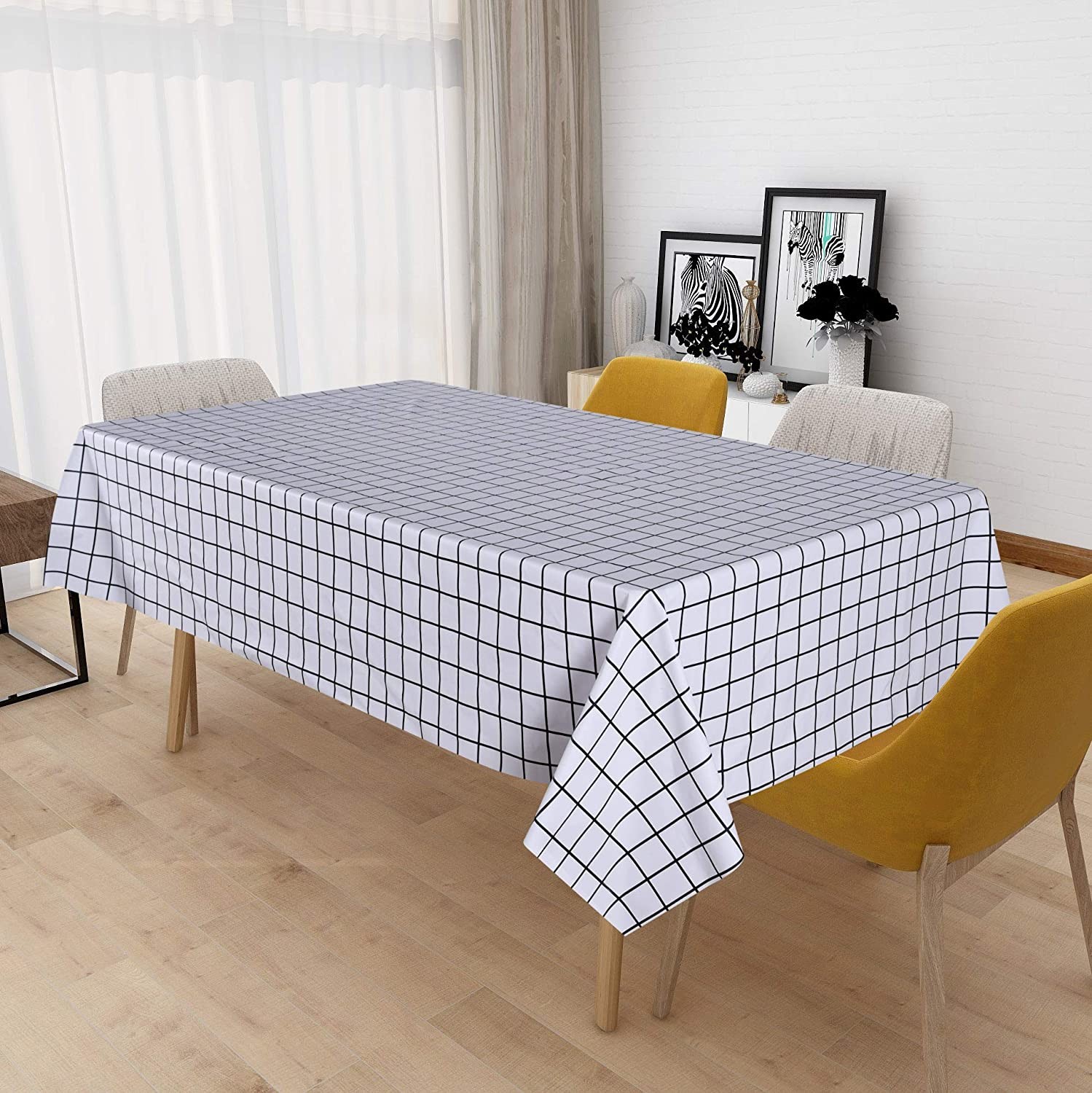 Plastic Catering Plaid Black And White Disposable Table Cloths