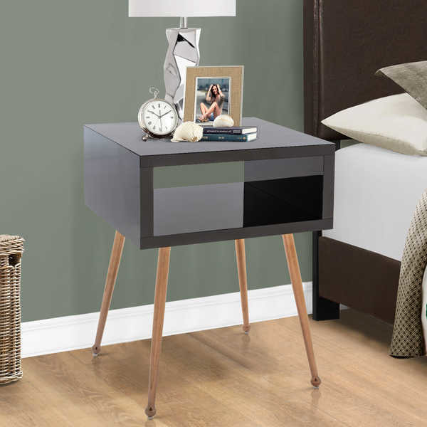 D15.16inch Bedroom Mirrored Side Tables / 10.8kgs Black Glass Bedside Tables