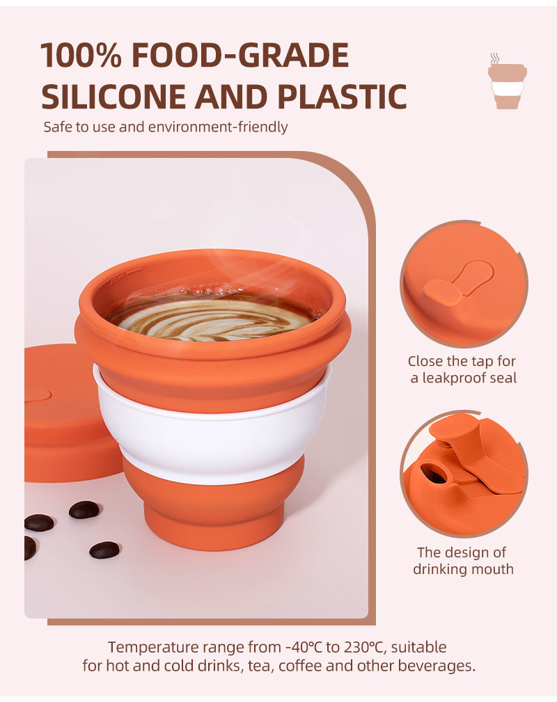 8oz 10oz 12oz Silicone Roll Up Folding Water Bottle Non Toxic