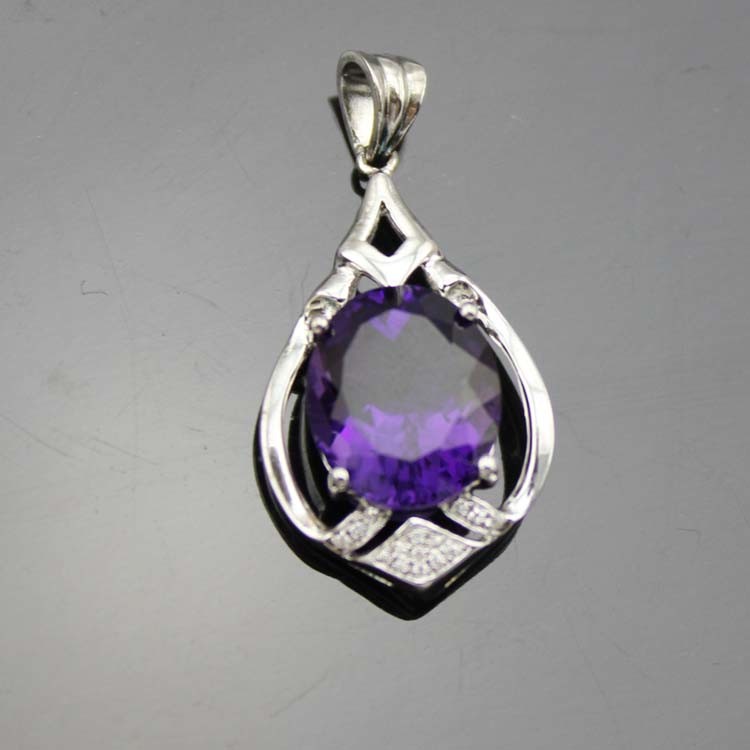 Sterling Silver Jewelry 10mmx12mm Red Cubic Zircon Pendant (PSJ0396)