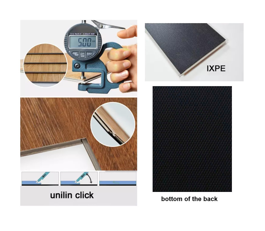 GKBM FT-W29045-6 Eco-friendly Click Waterproof Fire Retardant Thin Black Gray Oak Stone Polyvinyl Composite SPC Flooring