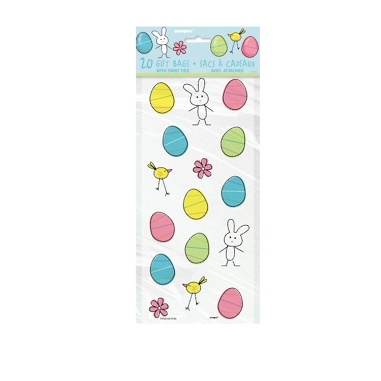 Happy Easter Party Favor Basket Gift Wrap Treat Bags Easter Bunny Eggs Basket Plastic Bags