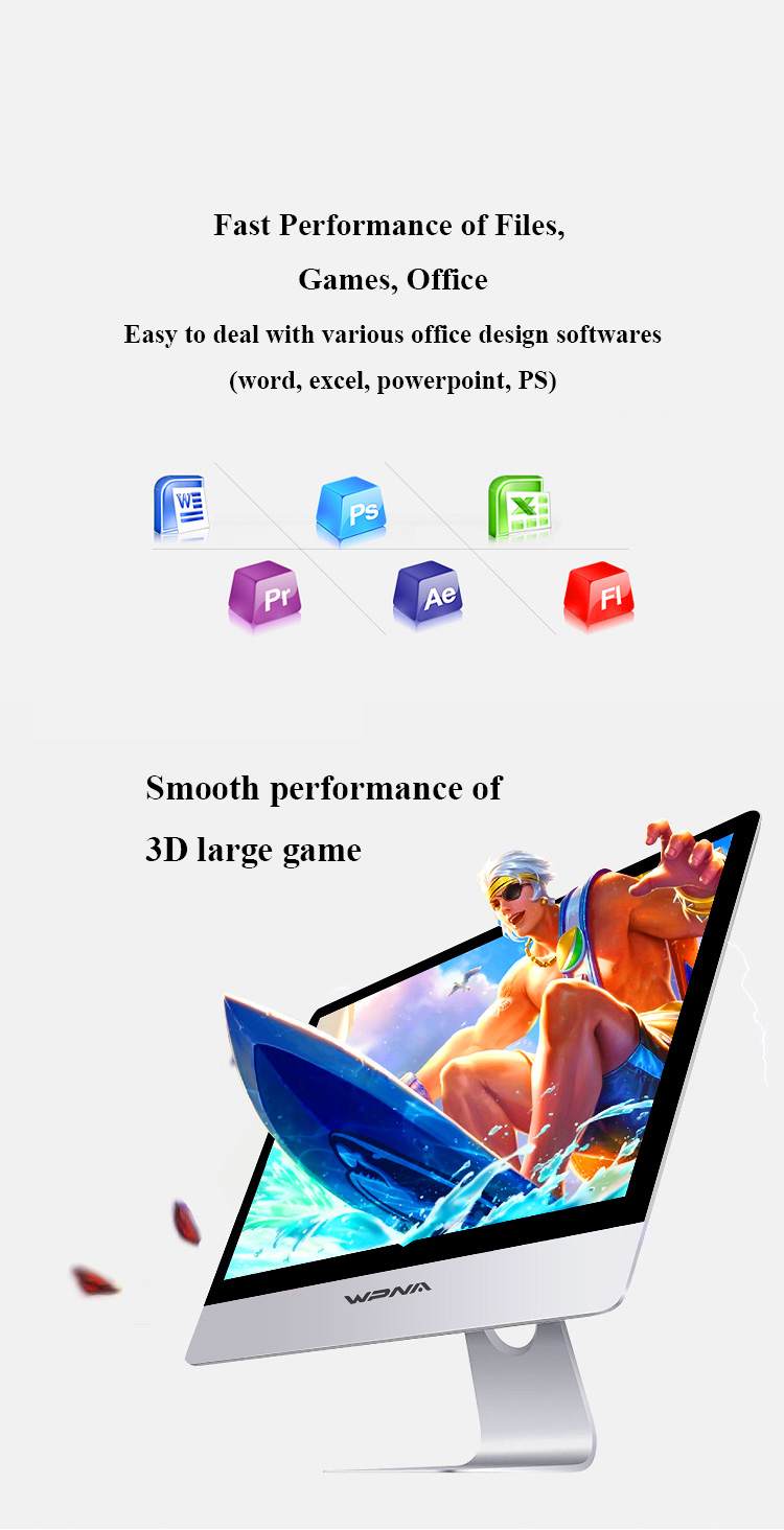 All-in-One PC with Core i3/i5/i7 8GB SSD and 1920x1080 Vertical Viewing Angle 178°
