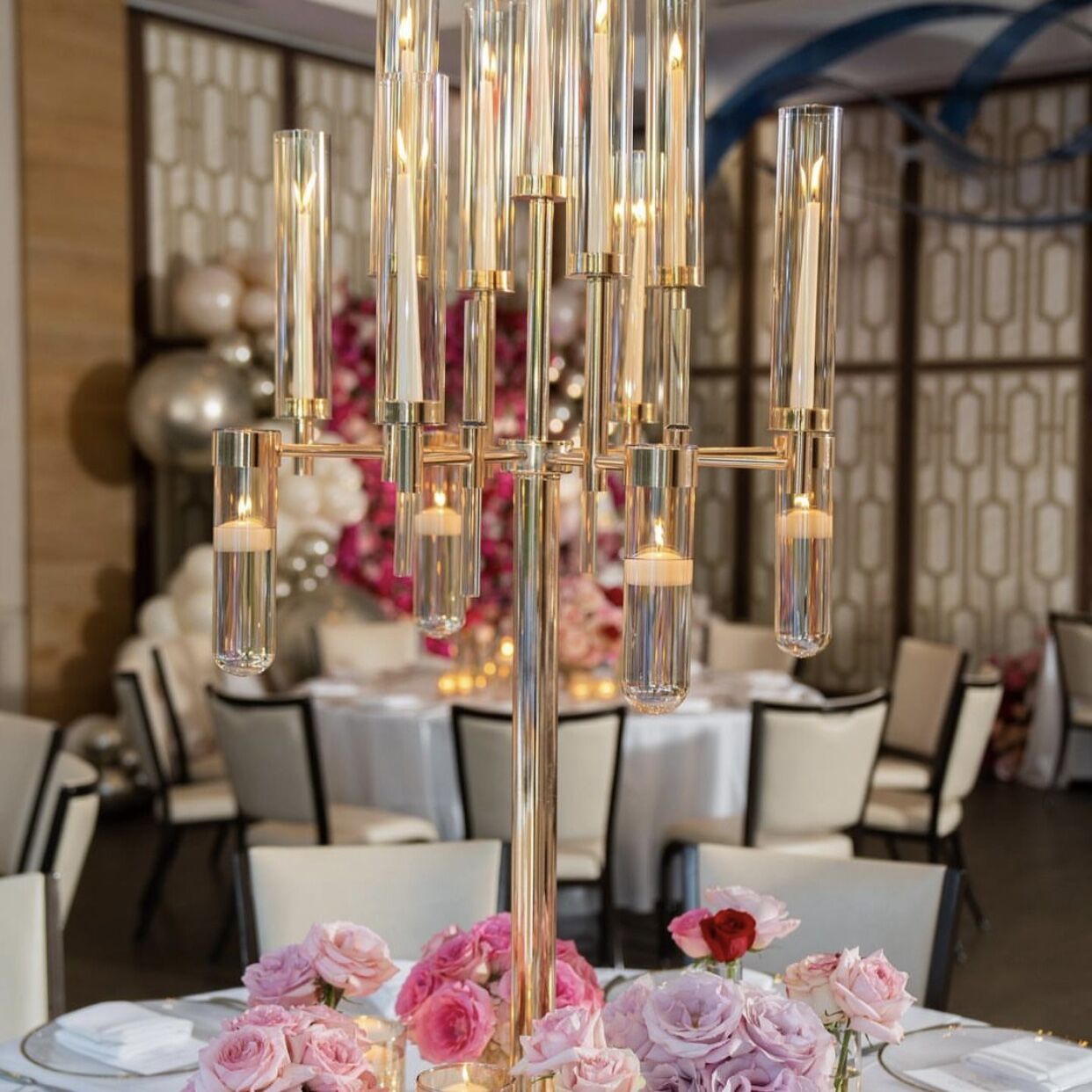 ZT-101W Luxury Wedding Party 9 Arms Candlestick Holders For Wedding Supplies
