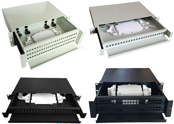 2U Fiber Optic Patch Panel Rack Mount , 48 Cores Lc Connector Patch Panel