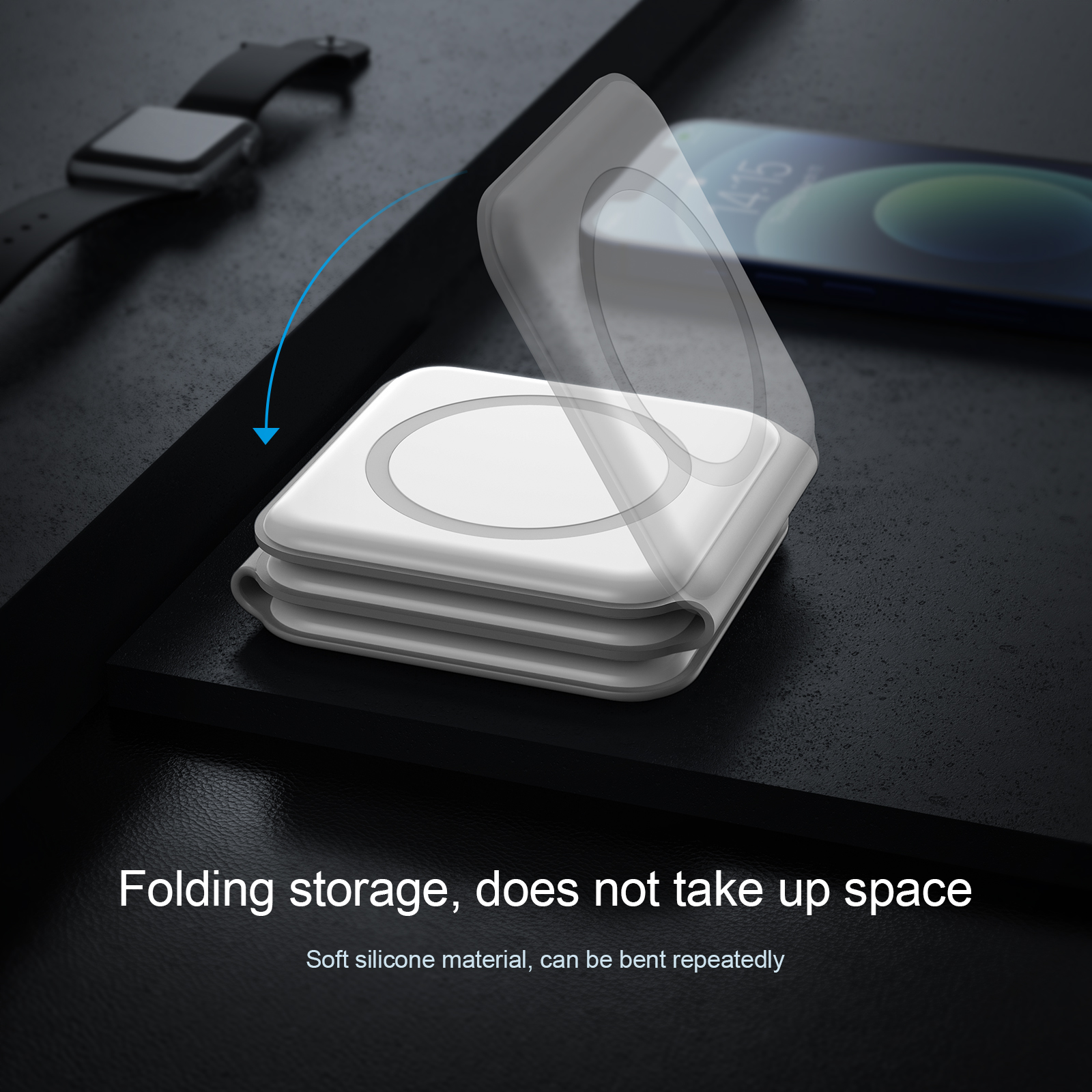 15W Magnetic Folding Wireless Charger for iPhone AirPods and Watch 3 Multiple Smart