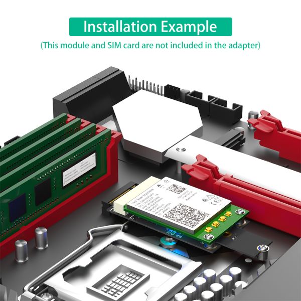 Mini PCI-E to M.2 NGFF Key M Adapter with SIM Card Slot for WiFi/WWAN/LTE Module - No Driver Required