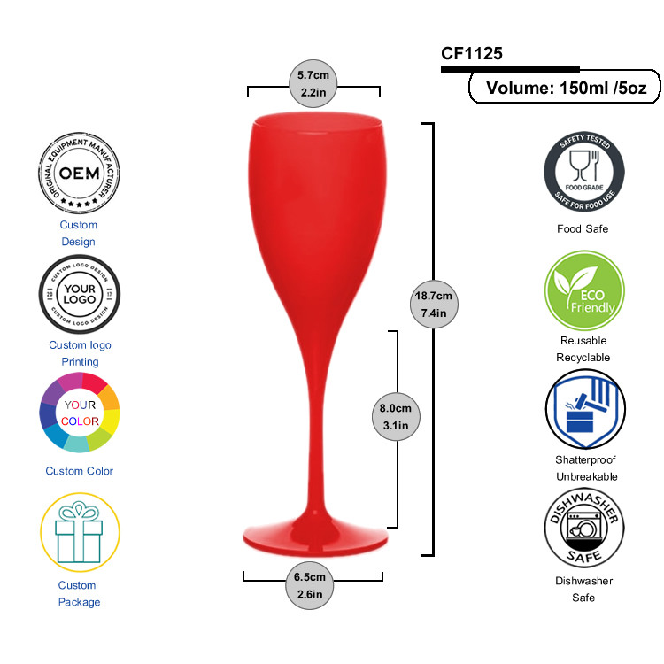 Reusable Dishwasher Safe Plastic Champagne Glasses Unbreakable Acrylic Champagne Flutes