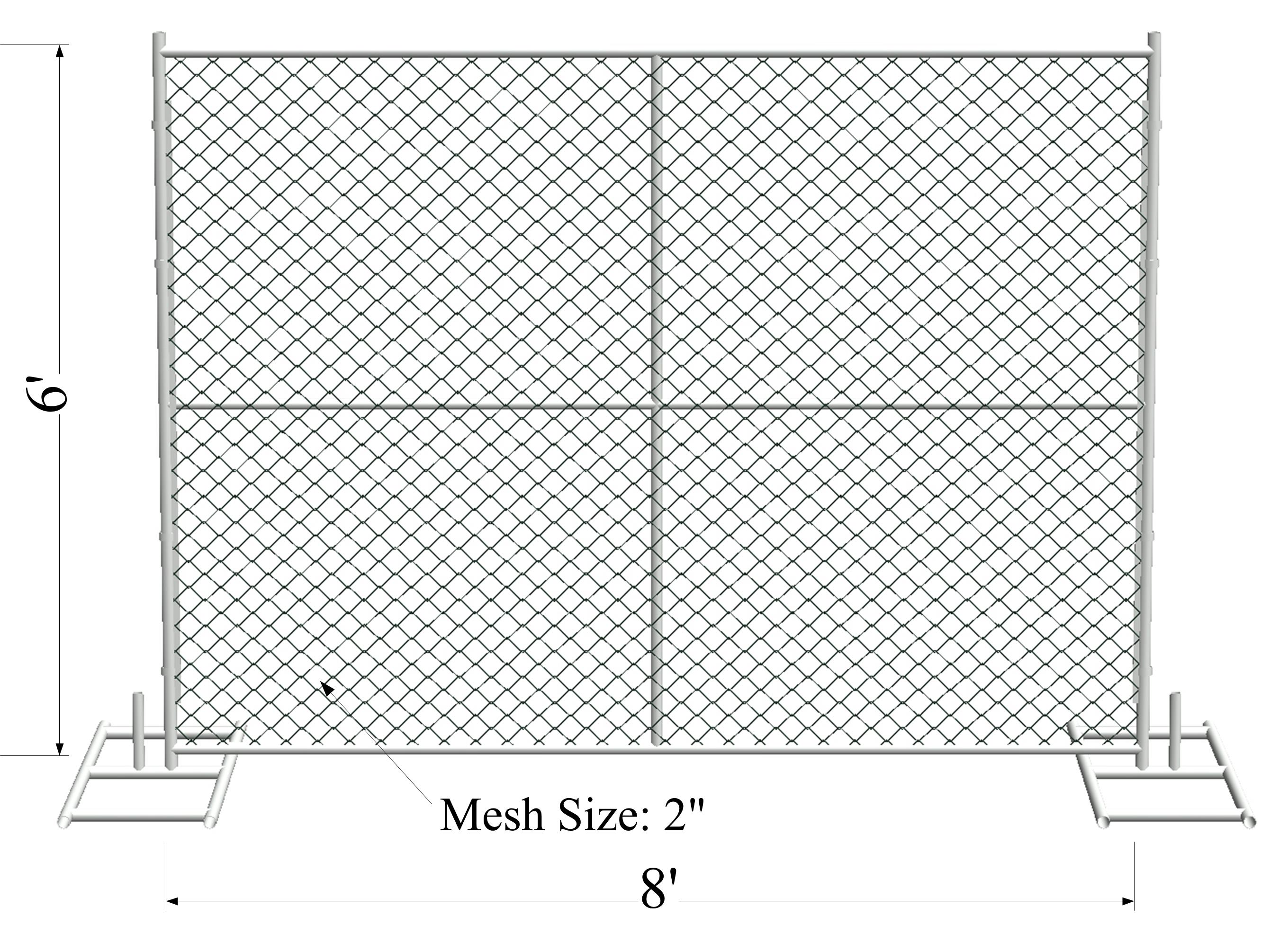 6' x 8' “Charming Baby” temporary chain link fence panels Outer Pipes1.4"(35mm ) tube Mesh 45mmx45mm high security