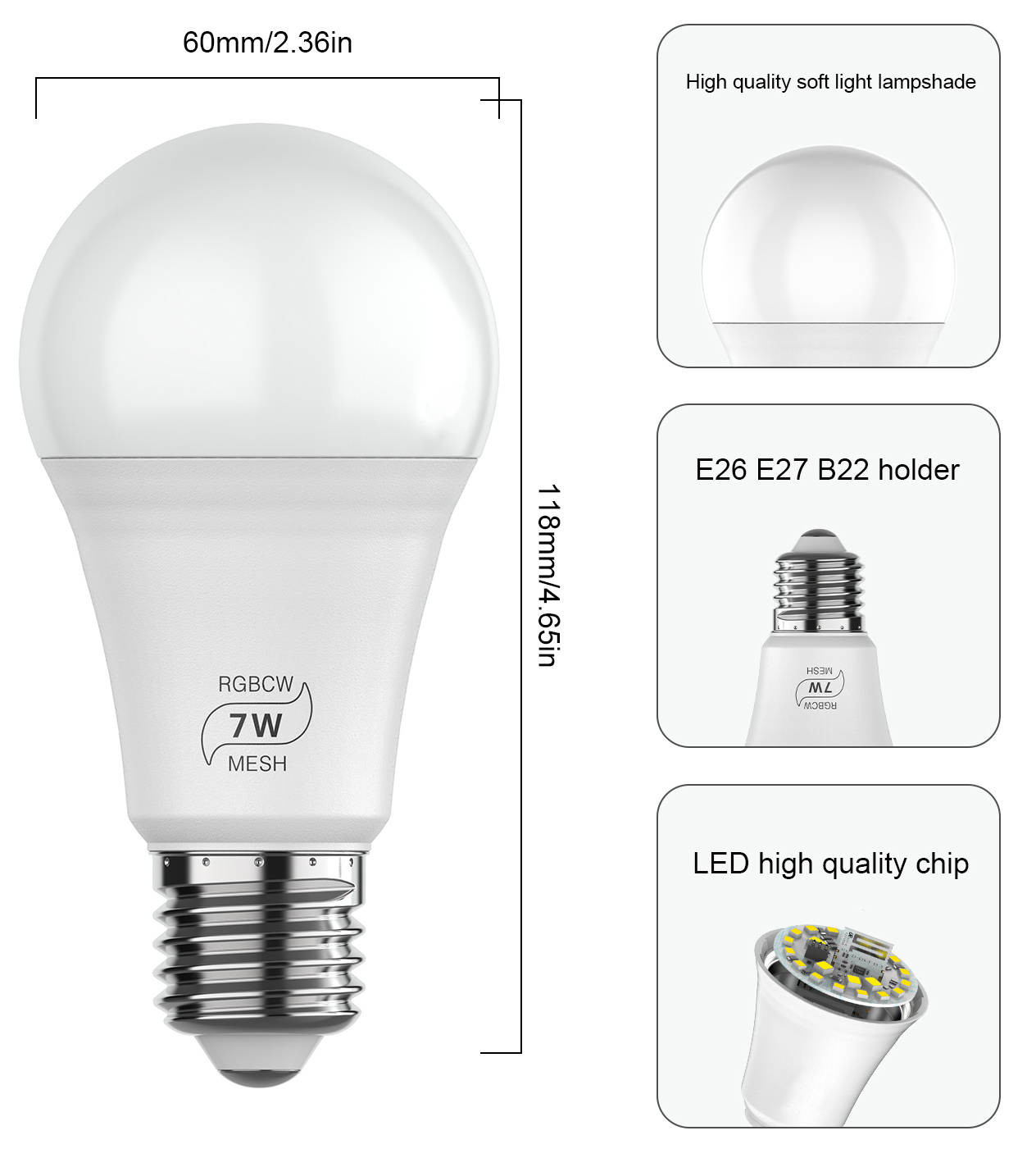 Led Music Bluetooth Led Bulb Smart Light Bluetooth Mesh Network 7W 110V