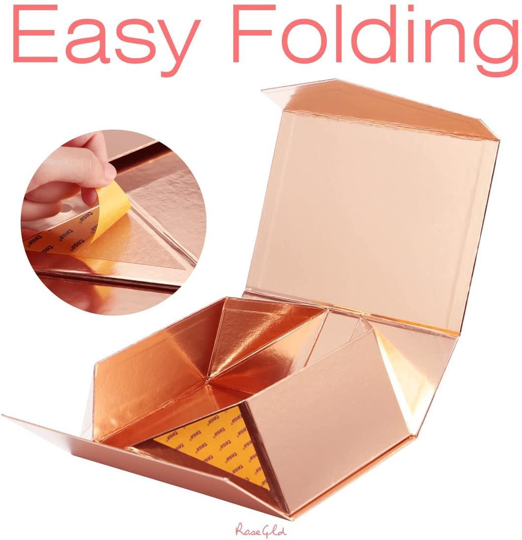 Large Gift Box with Lid, Easy Folding Cardboard Box Glossy Storage Box with Magnetic Closure for Garments/Shoes Packaging