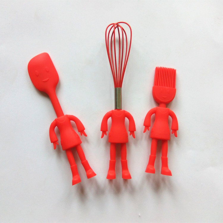 Country Kitchen Set Of Five Silicone MINI Kitchen Utensil Set Silicone Kitchen Baking Tools Whisk Tong, Spatula, Spoon