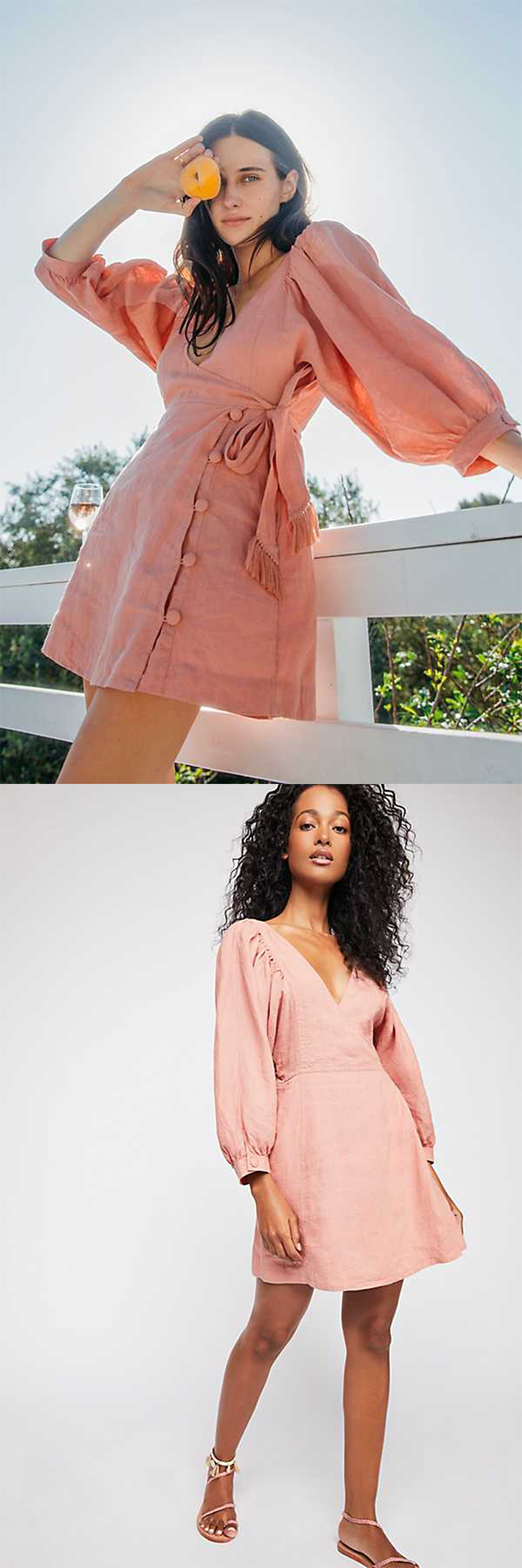 2018 Fall V Neckline With Button Front And Puff Sleeve Mini Women Dress Cheap